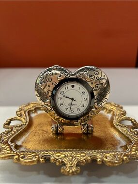 Brighton Heart-Shaped Silver Accent Clock. WORKS!